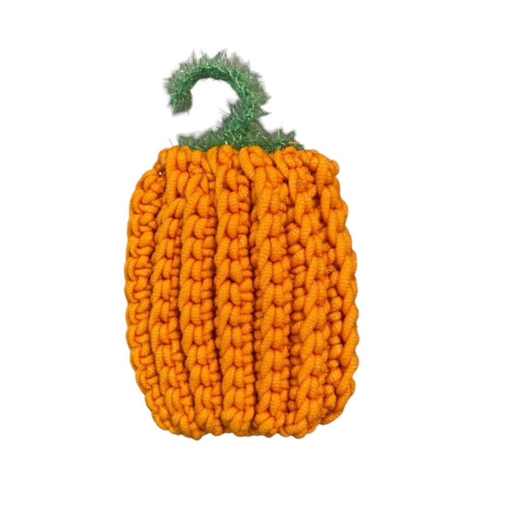 Handmade Pumpkin Scrubby Soap Holder Nylon Crochet Hand Crafted Pots Exfoliation - Picture 2 of 6